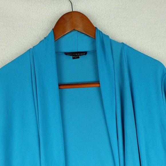 Bellissima Womens Cardigan Sweater Medium Blue Shawl Open Lightweight Stretchy - Picture 2 of 8